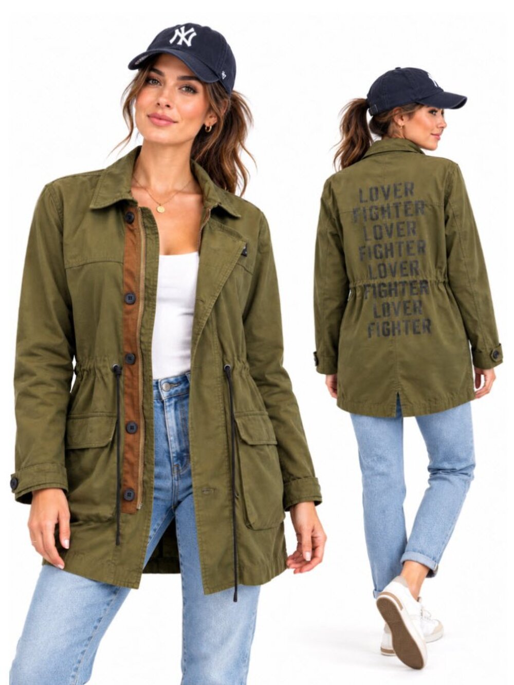 Wildfang Lover Fighter Olive Utility Parka Jacket Rare Graphic Medium